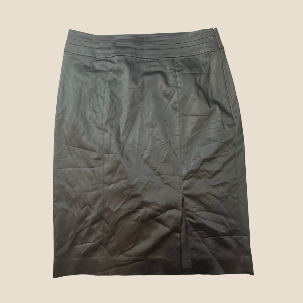 White House Black Market Pencil Skirt Womens 8 Black Front Slit Lined Office